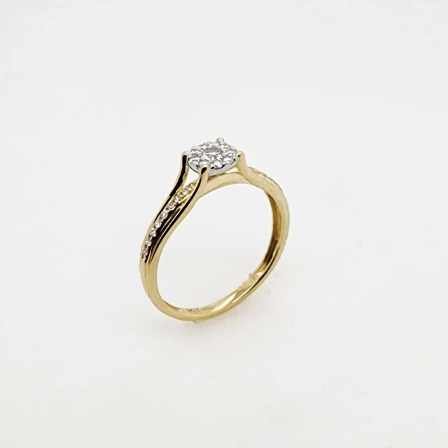 9ct Yellow Gold 0.22ct Lab-Grown Diamond Cluster Engagement Ring - AURG1108