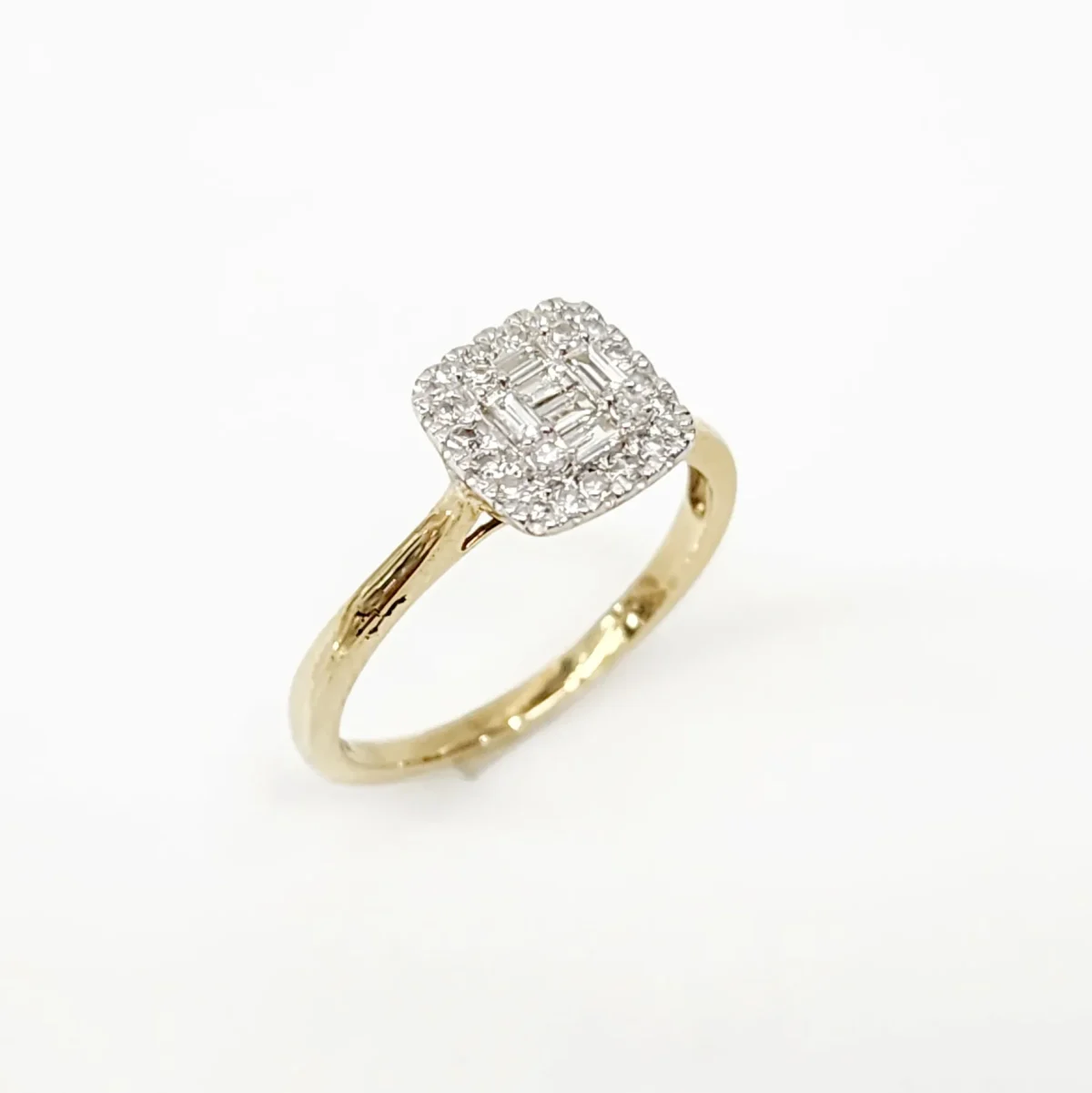 9ct Yellow Gold 0.25ct Diamond Cushion Shaped Shaped Cluster Ring - IGR38230