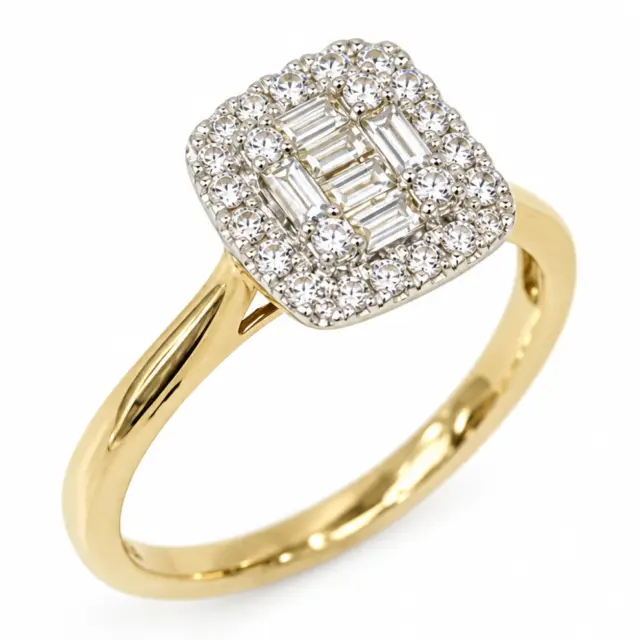 9ct Yellow Gold 0.25ct Diamond Cushion Shaped Shaped Cluster Ring - IGR38230