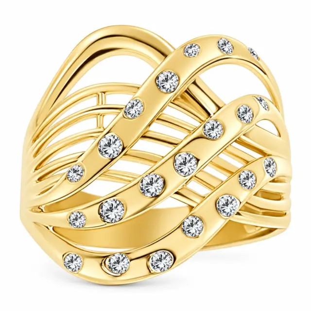 9ct Yellow Gold 0.25ct Diamond Swirl Ring
