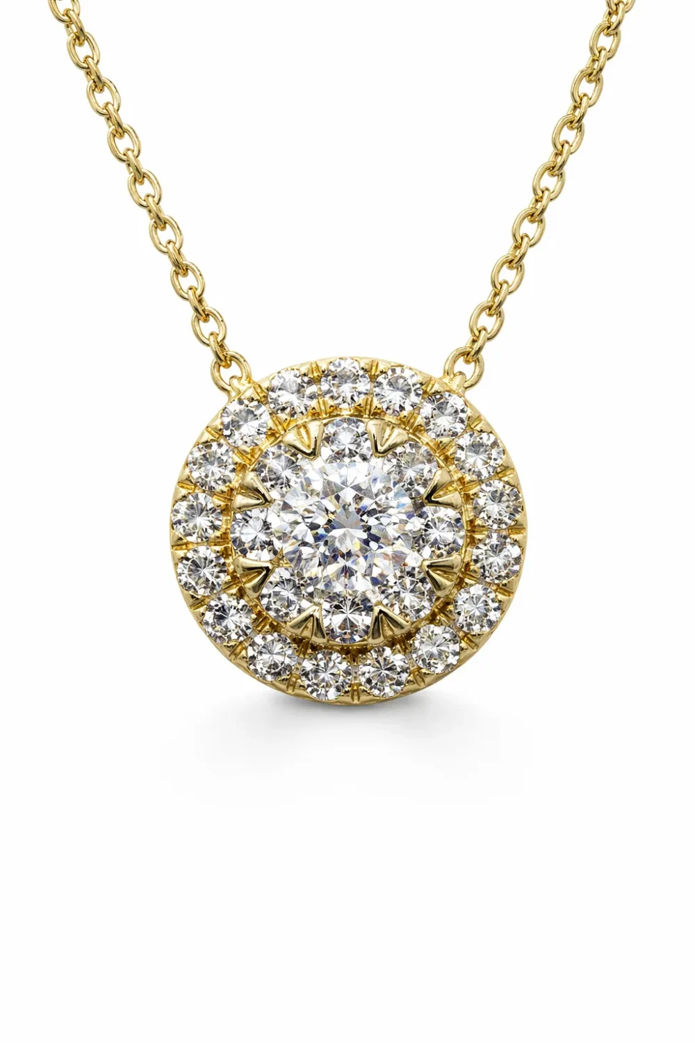 9ct Yellow Gold 0.25ct Lab Grown Diamond Cluster Pendant with Adjustable Chain - AUPD056