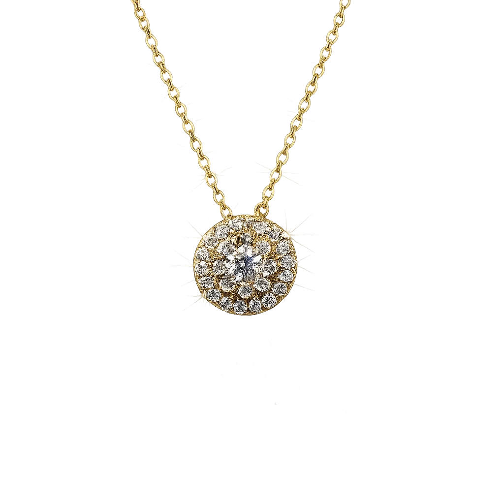 9ct Yellow Gold 0.25ct Lab Grown Diamond Cluster Pendant with Adjustable Chain - AUPD056