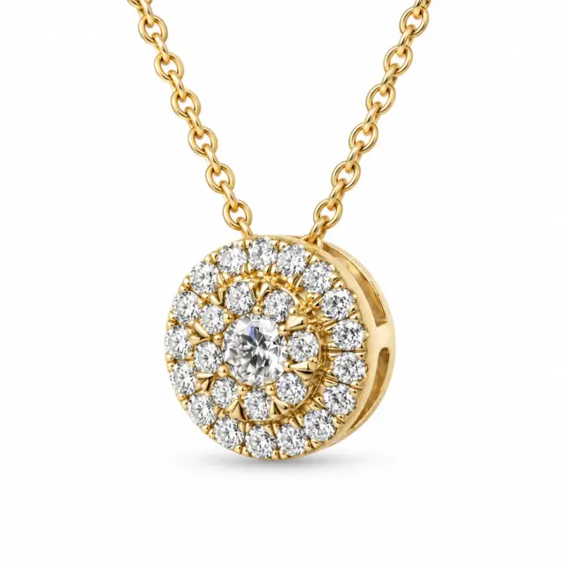 9ct Yellow Gold 0.25ct Lab Grown Diamond Cluster Pendant with Adjustable Chain - AUPD056