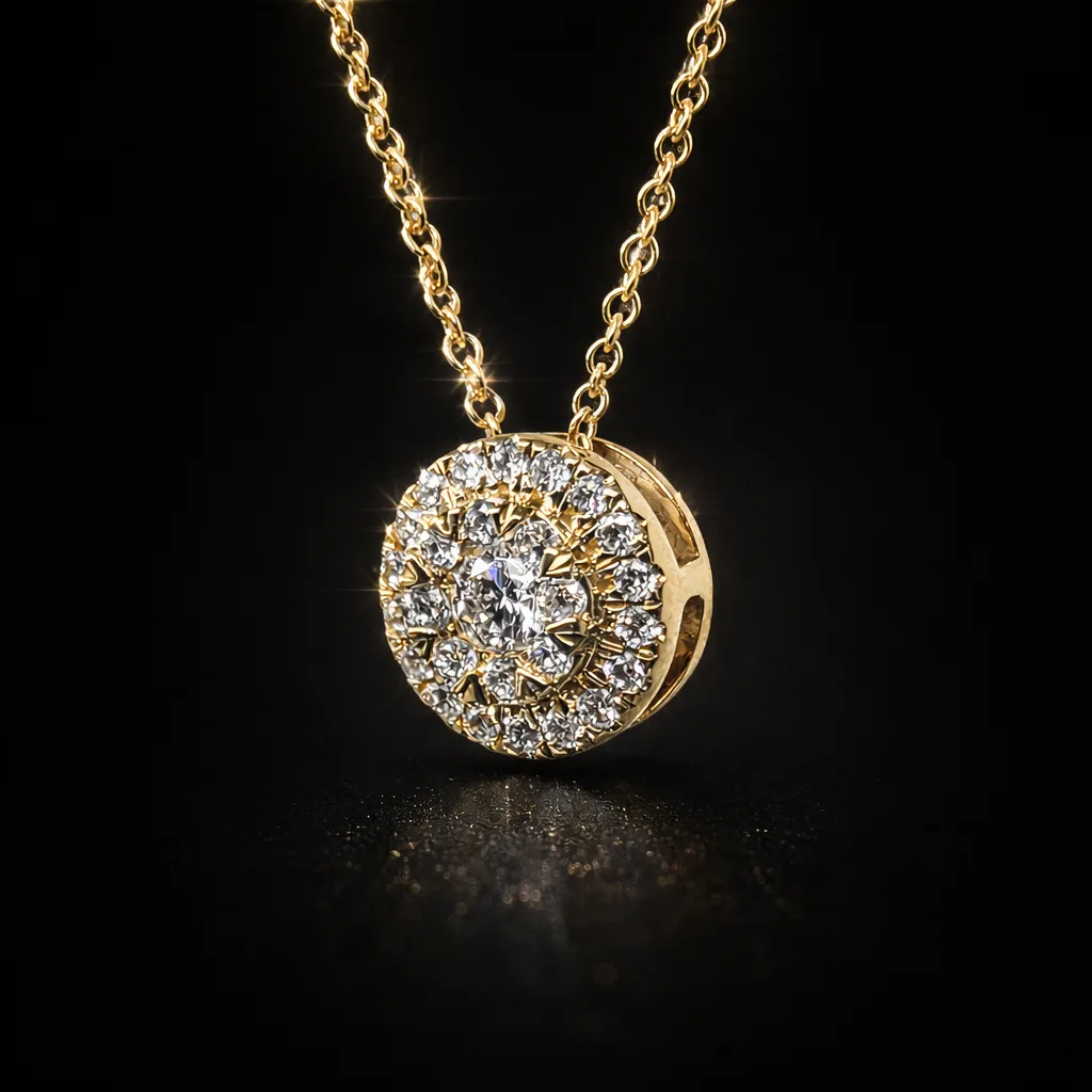 9ct Yellow Gold 0.25ct Lab Grown Diamond Cluster Pendant with Adjustable Chain - AUPD056