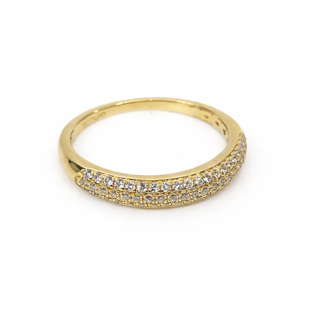9ct Yellow Gold 0.31ct Lab Grown Diamond Ring – Triple Row Round Cut | EF VS | 4 Claw Set - AURG1087