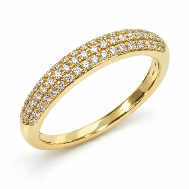 9ct Yellow Gold 0.31ct Lab Grown Diamond Ring – Triple Row Round Cut | EF VS | 4 Claw Set - AURG1087