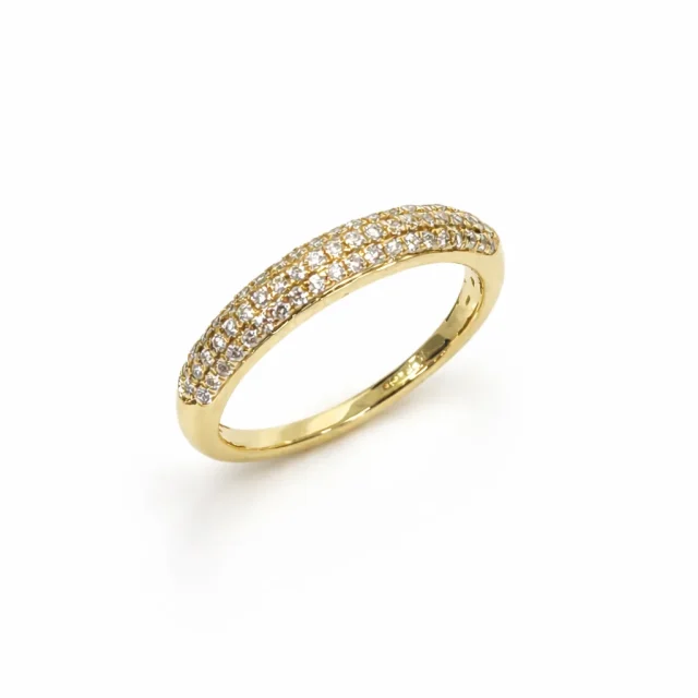 9ct Yellow Gold 0.31ct Lab Grown Diamond Ring – Triple Row Round Cut | EF VS | 4 Claw Set - AURG1087
