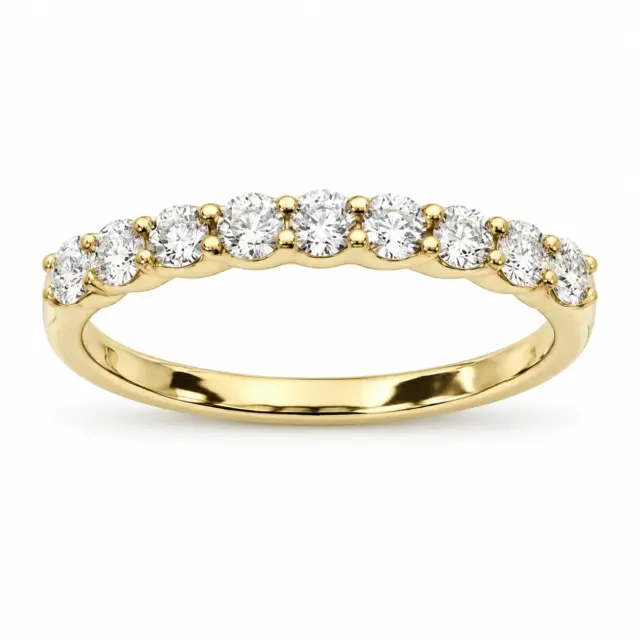 9ct Yellow Gold 0.33ct Lab Grown Diamond 9-Stone Claw Set Wedding Band – EF/VS - 9YGAURG657