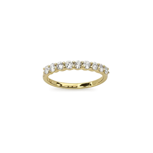 9ct Yellow Gold 0.33ct Lab Grown Diamond 9-Stone Claw Set Wedding Band – EF/VS - 9YGAURG657