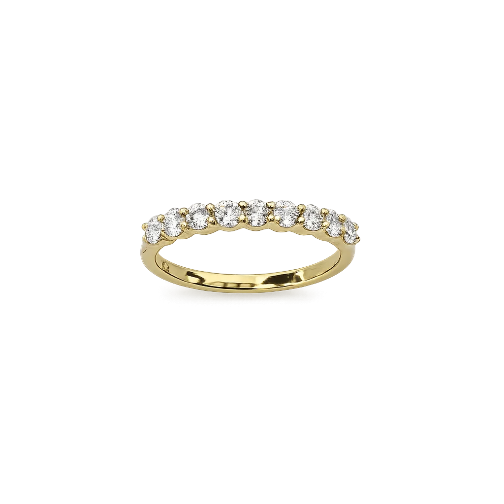 9ct Yellow Gold 0.33ct Lab Grown Diamond 9-Stone Claw Set Wedding Band – EF/VS - 9YGAURG657