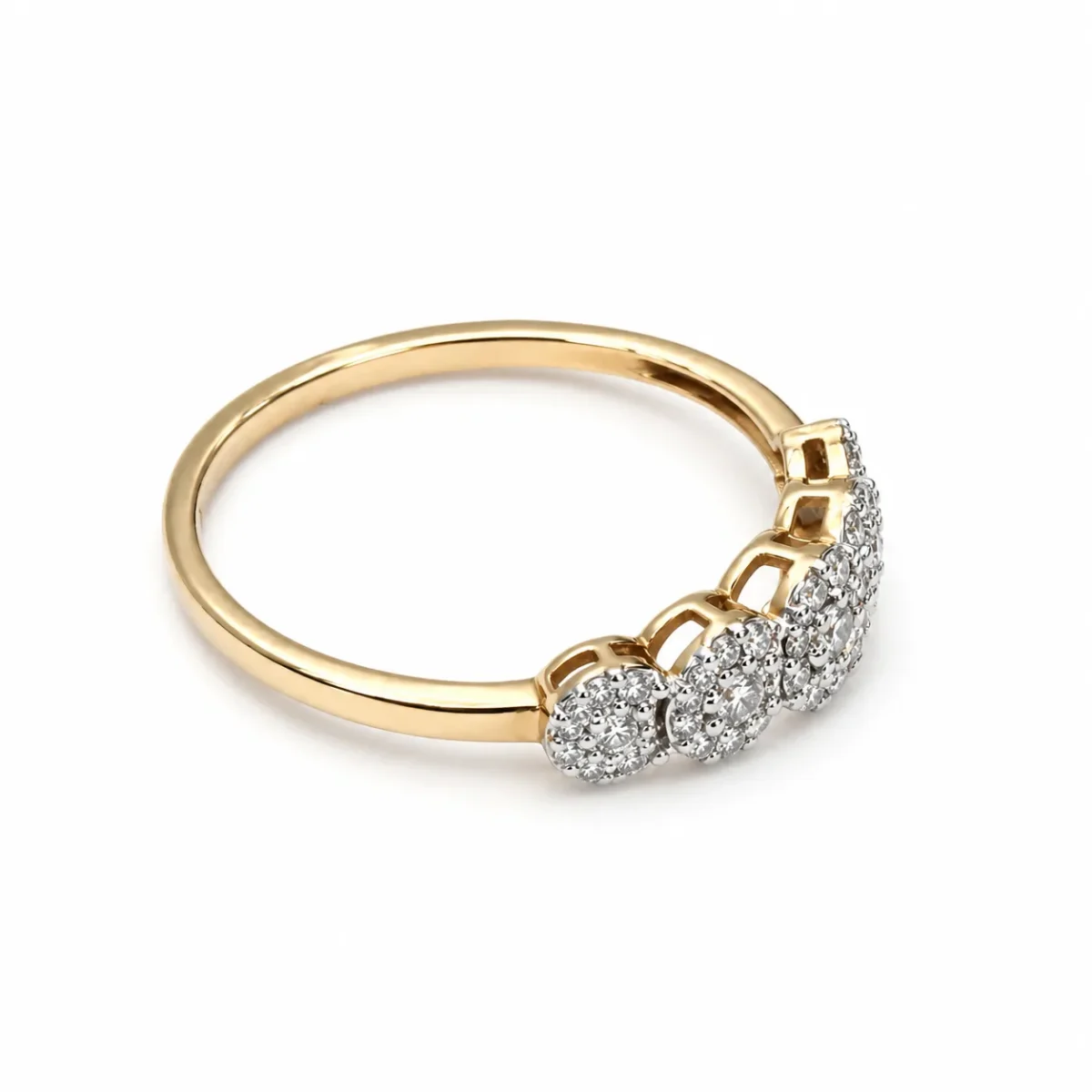 9ct Yellow Gold 0.39ct Total Diamond Weight Multi Cluster Ring – Five Cluster Natural Diamond Dress Ring - AJR24250