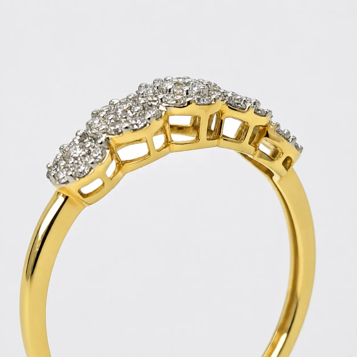 9ct Yellow Gold 0.39ct Total Diamond Weight Multi Cluster Ring – Five Cluster Natural Diamond Dress Ring - AJR24250