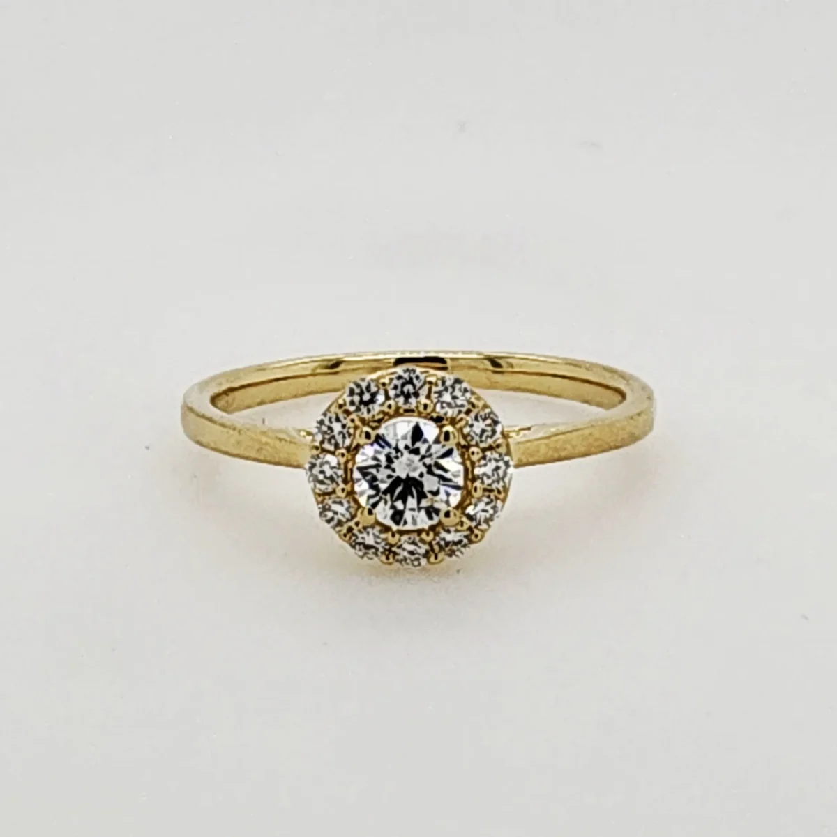 9ct Yellow Gold 0.40ct Lab-Grown Diamond Halo Engagement Ring - AURG1275