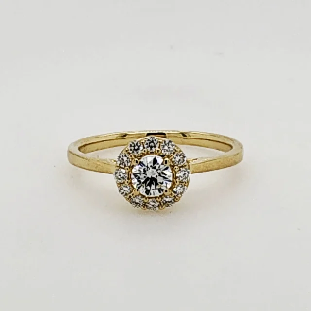 9ct Yellow Gold 0.40ct Lab-Grown Diamond Halo Engagement Ring - AURG1275