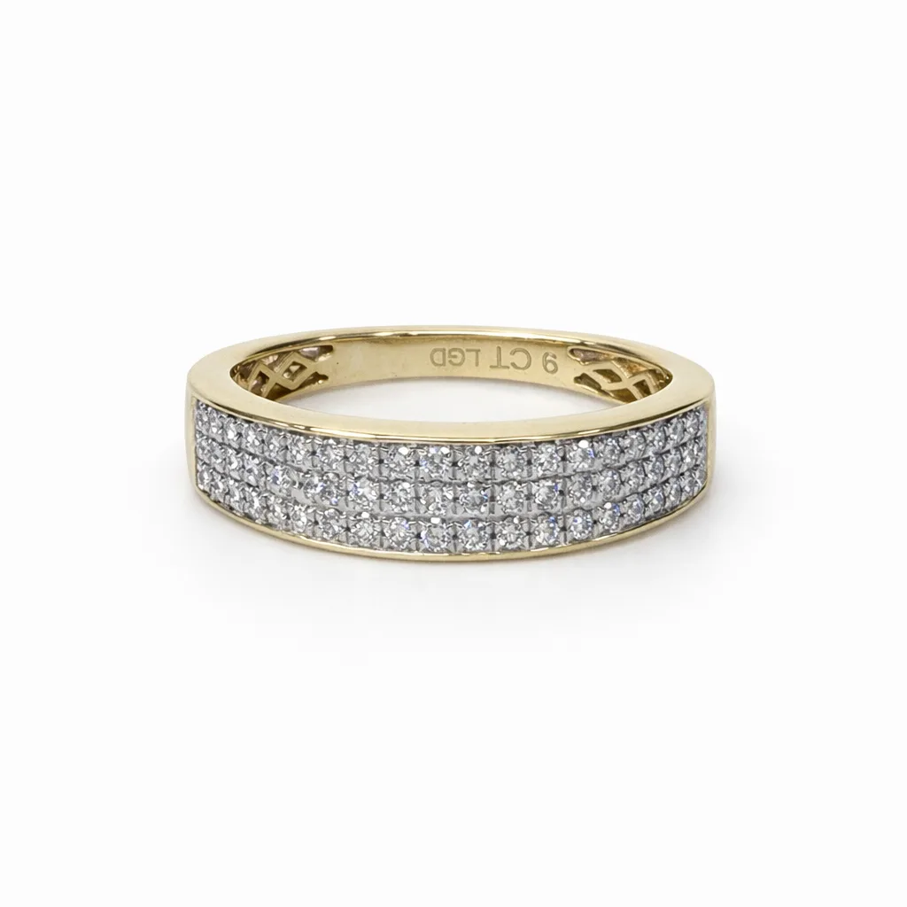 9ct Yellow Gold 0.40ct Lab Grown Diamond Triple Row Band Ring – EF/VS - AURG1162