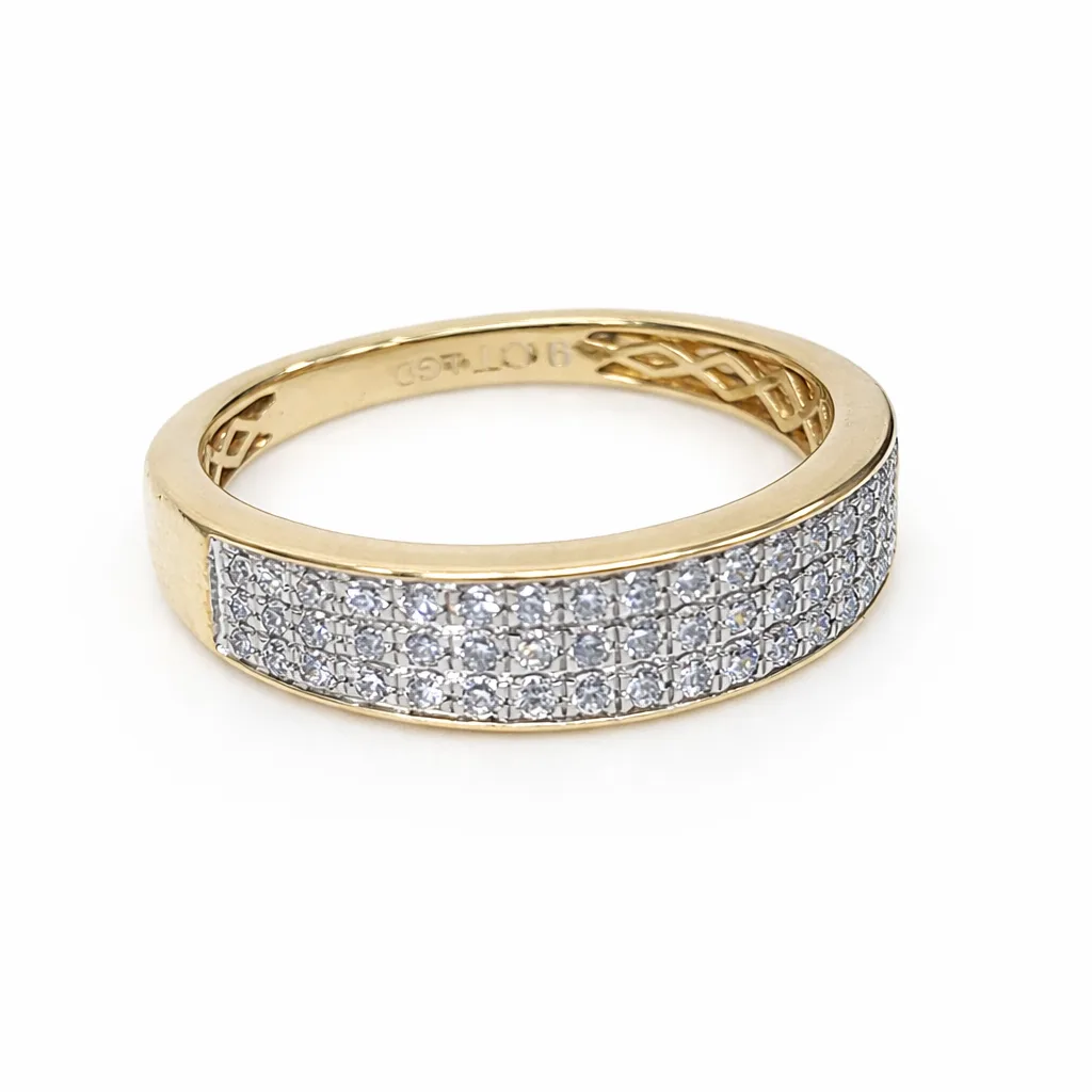 9ct Yellow Gold 0.40ct Lab Grown Diamond Triple Row Band Ring – EF/VS - AURG1162