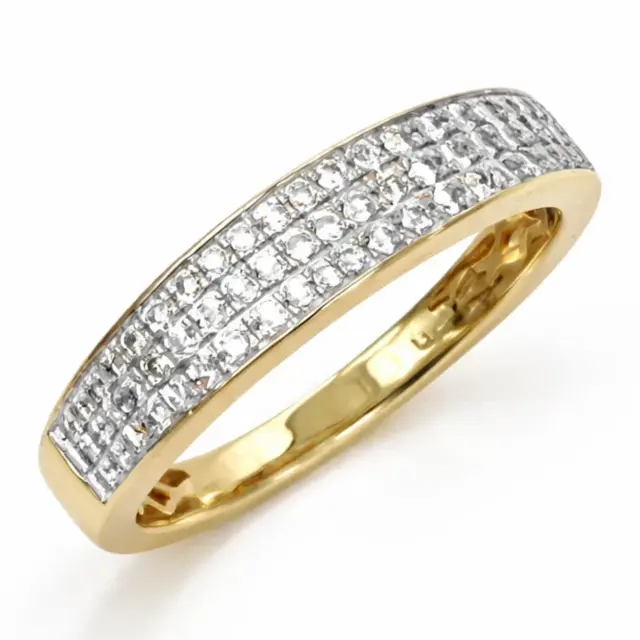 9ct Yellow Gold 0.40ct Lab Grown Diamond Triple Row Band Ring – EF/VS - AURG1162