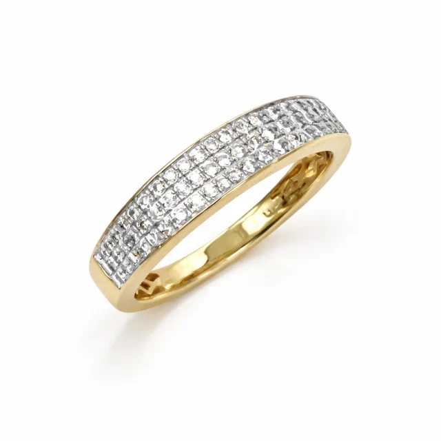 9ct Yellow Gold 0.40ct Lab Grown Diamond Triple Row Band Ring – EF/VS - AURG1162