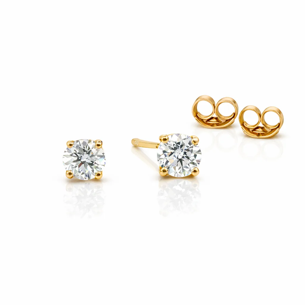 9ct Yellow Gold 0.40ct Natural Diamond Stud Earrings – D–F Colour VS Clarity - 9YDS40