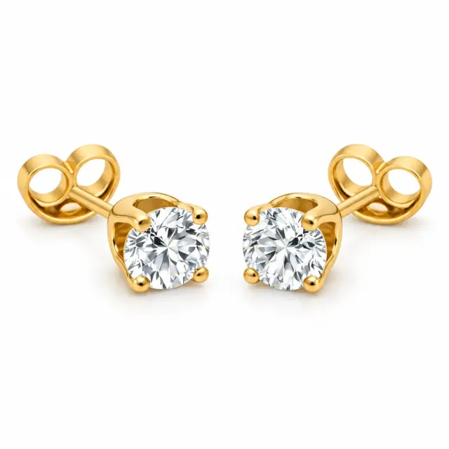 9ct Yellow Gold 0.40ct Natural Diamond Stud Earrings – D–F Colour VS Clarity - 9YDS40