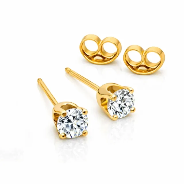 9ct Yellow Gold 0.40ct Natural Diamond Stud Earrings – D–F Colour VS Clarity - 9YDS40