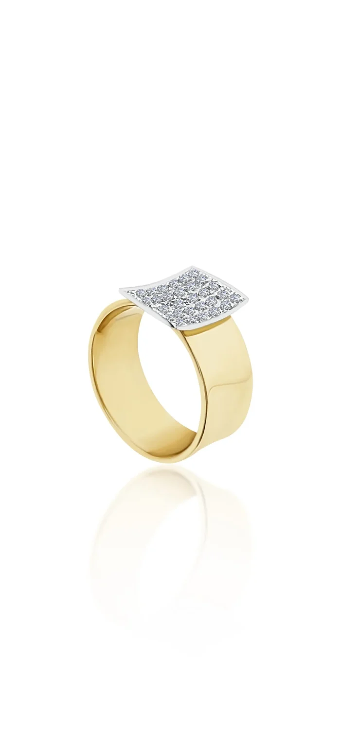 9ct Yellow Gold 0.50ct Diamond Ring with 9mm Wide Band