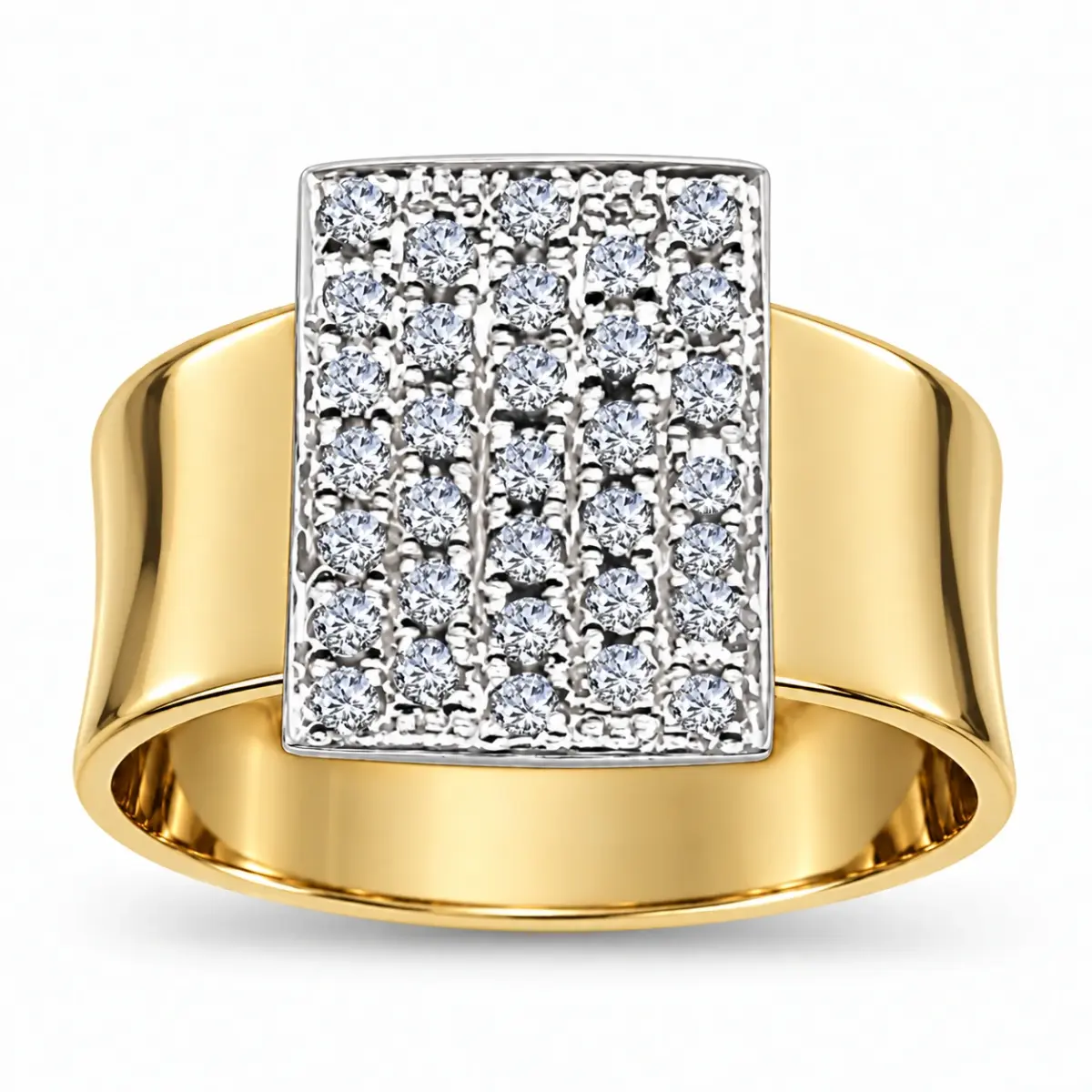 9ct Yellow Gold 0.50ct Diamond Ring with 9mm Wide Band