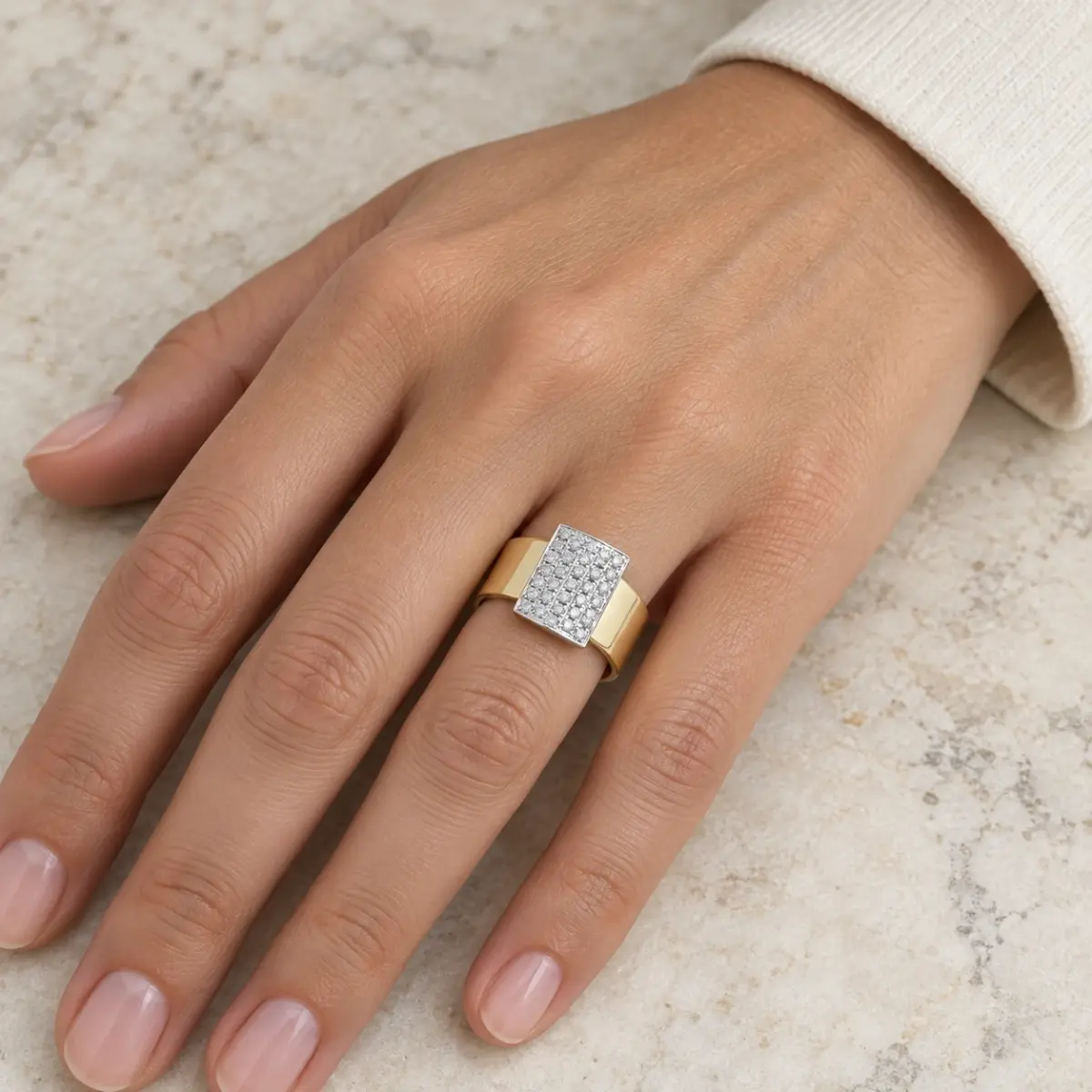 9ct Yellow Gold 0.50ct Diamond Ring with 9mm Wide Band