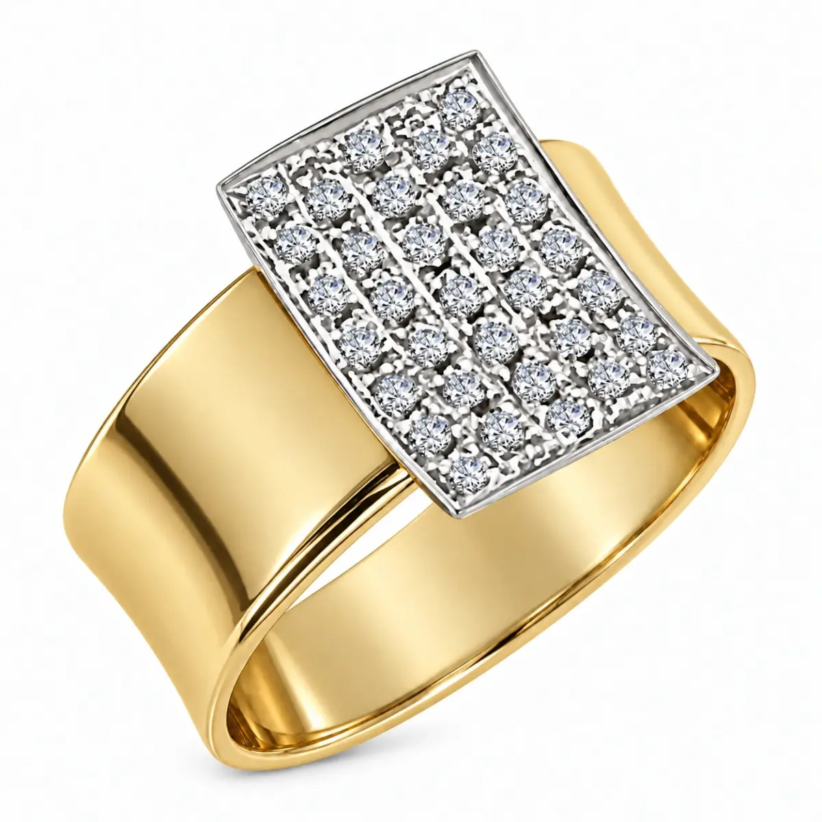 9ct Yellow Gold 0.50ct Diamond Ring with 9mm Wide Band