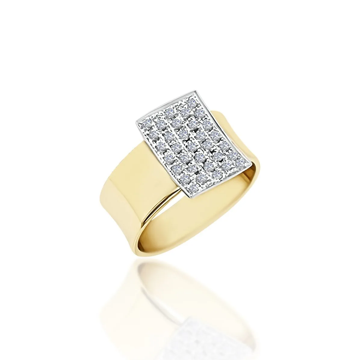 9ct Yellow Gold 0.50ct Diamond Ring with 9mm Wide Band