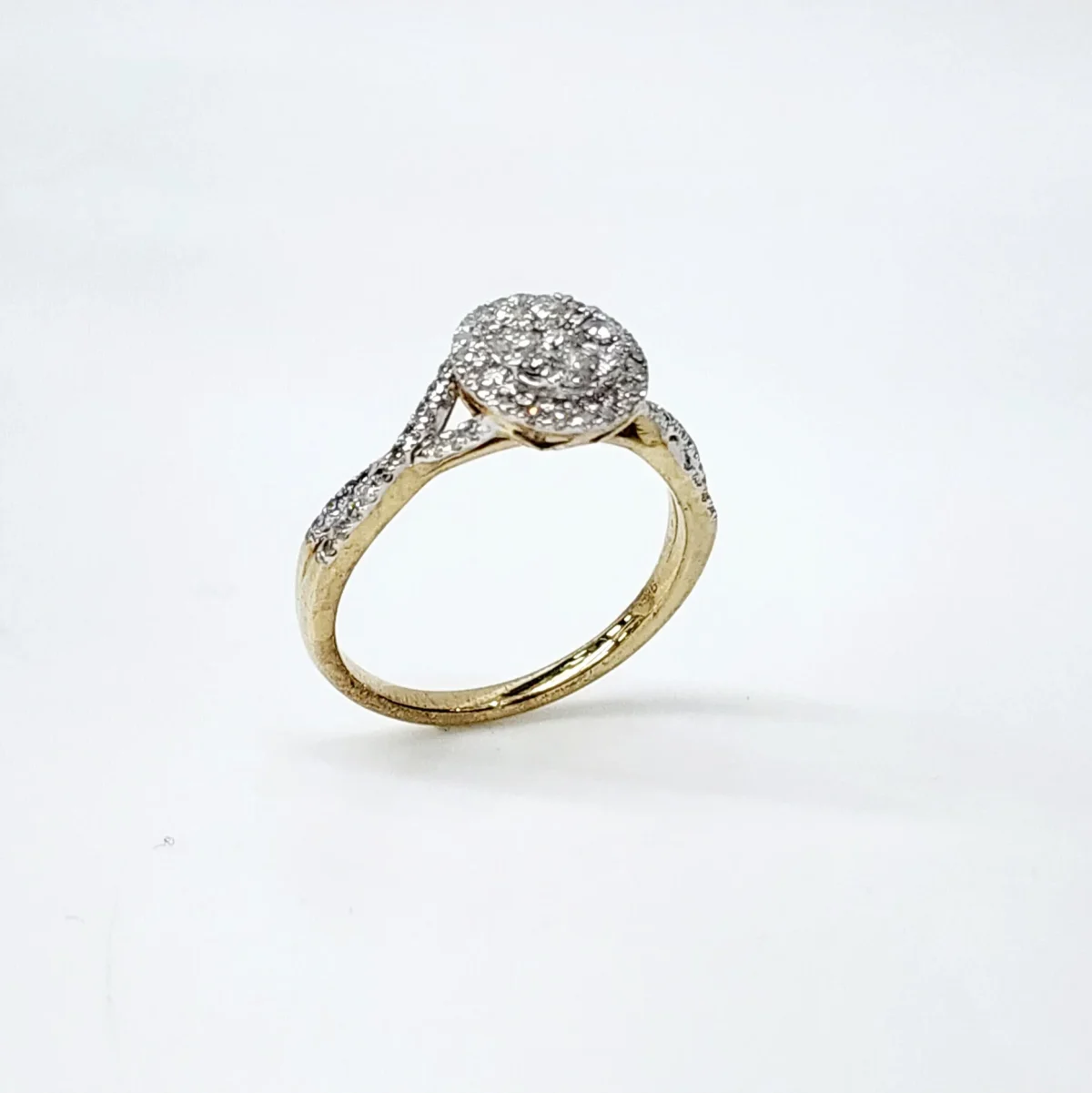 9ct Yellow Gold 0.50ct Diamond Set Halo Round Cluster Ring