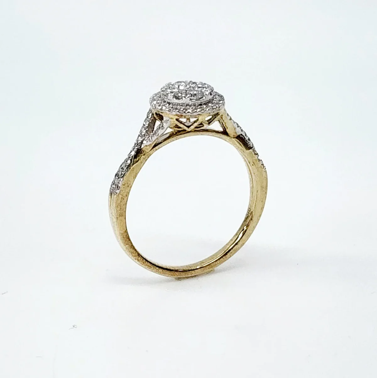 9ct Yellow Gold 0.50ct Diamond Set Halo Round Cluster Ring