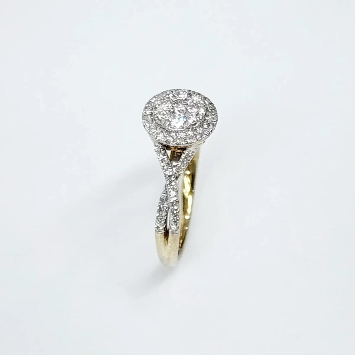 9ct Yellow Gold 0.50ct Diamond Set Halo Round Cluster Ring