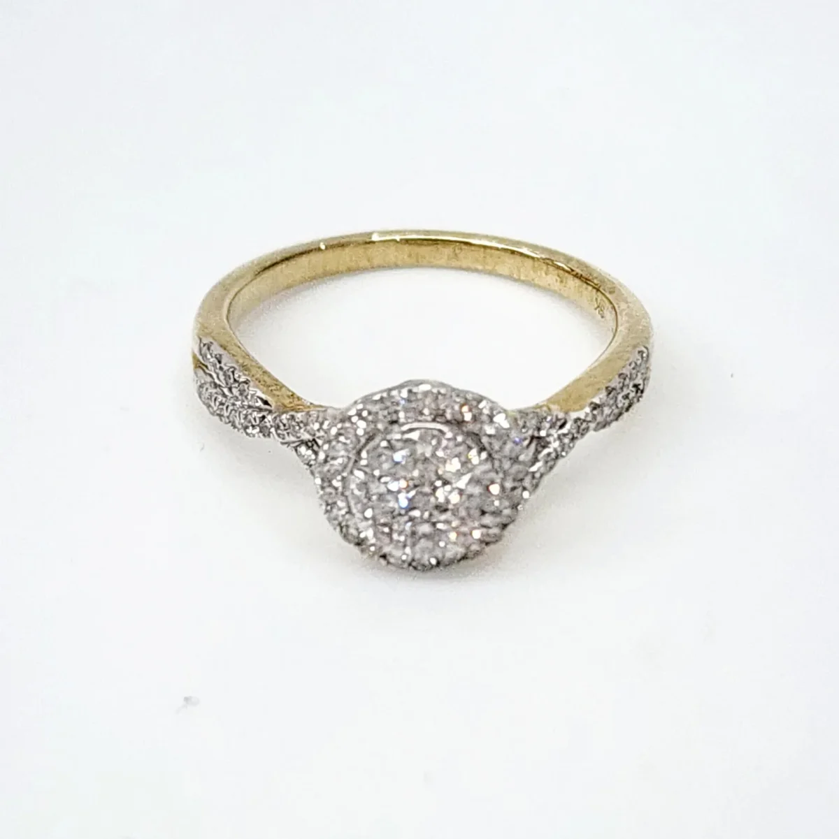 9ct Yellow Gold 0.50ct Diamond Set Halo Round Cluster Ring