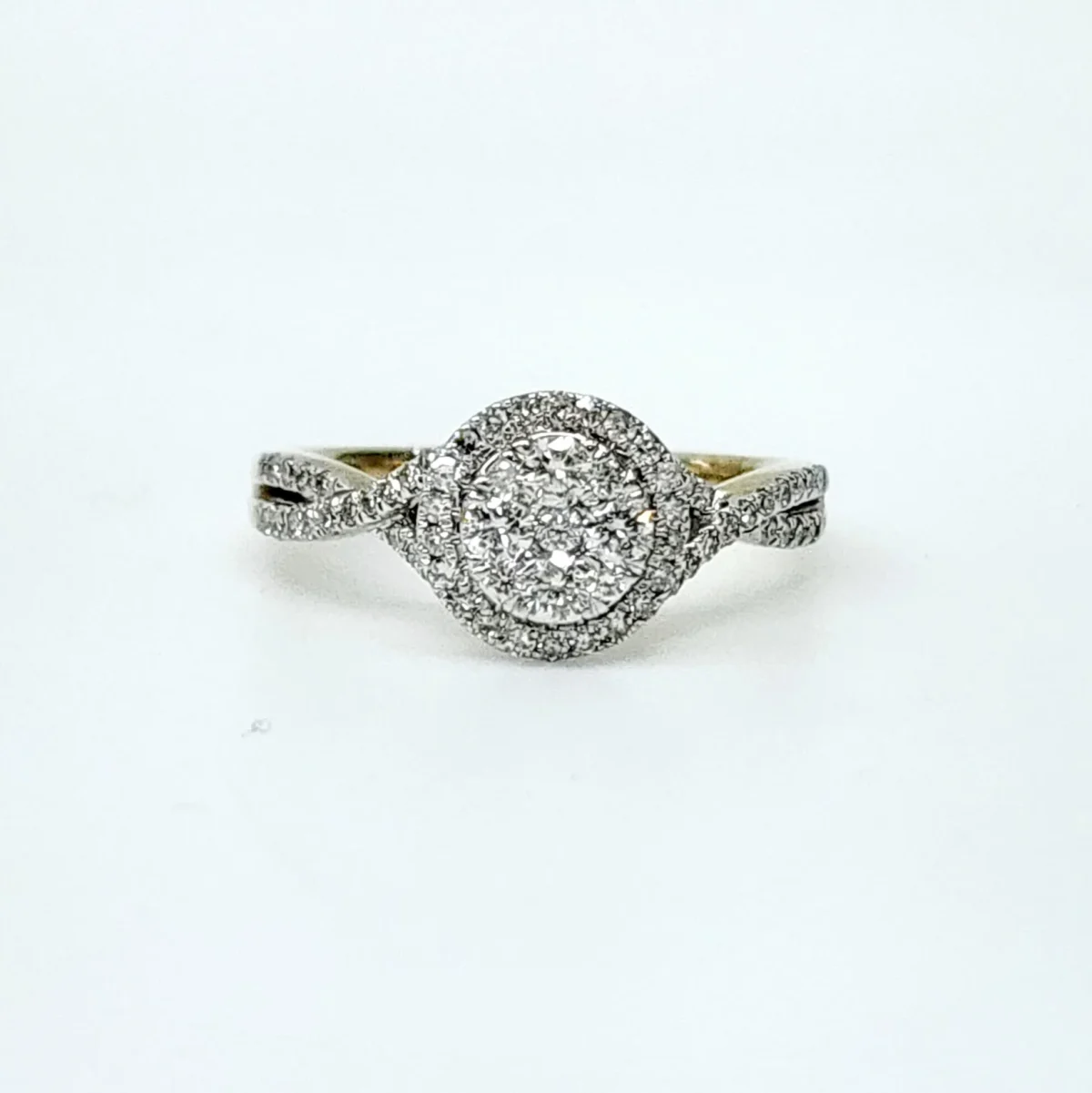 9ct Yellow Gold 0.50ct Diamond Set Halo Round Cluster Ring