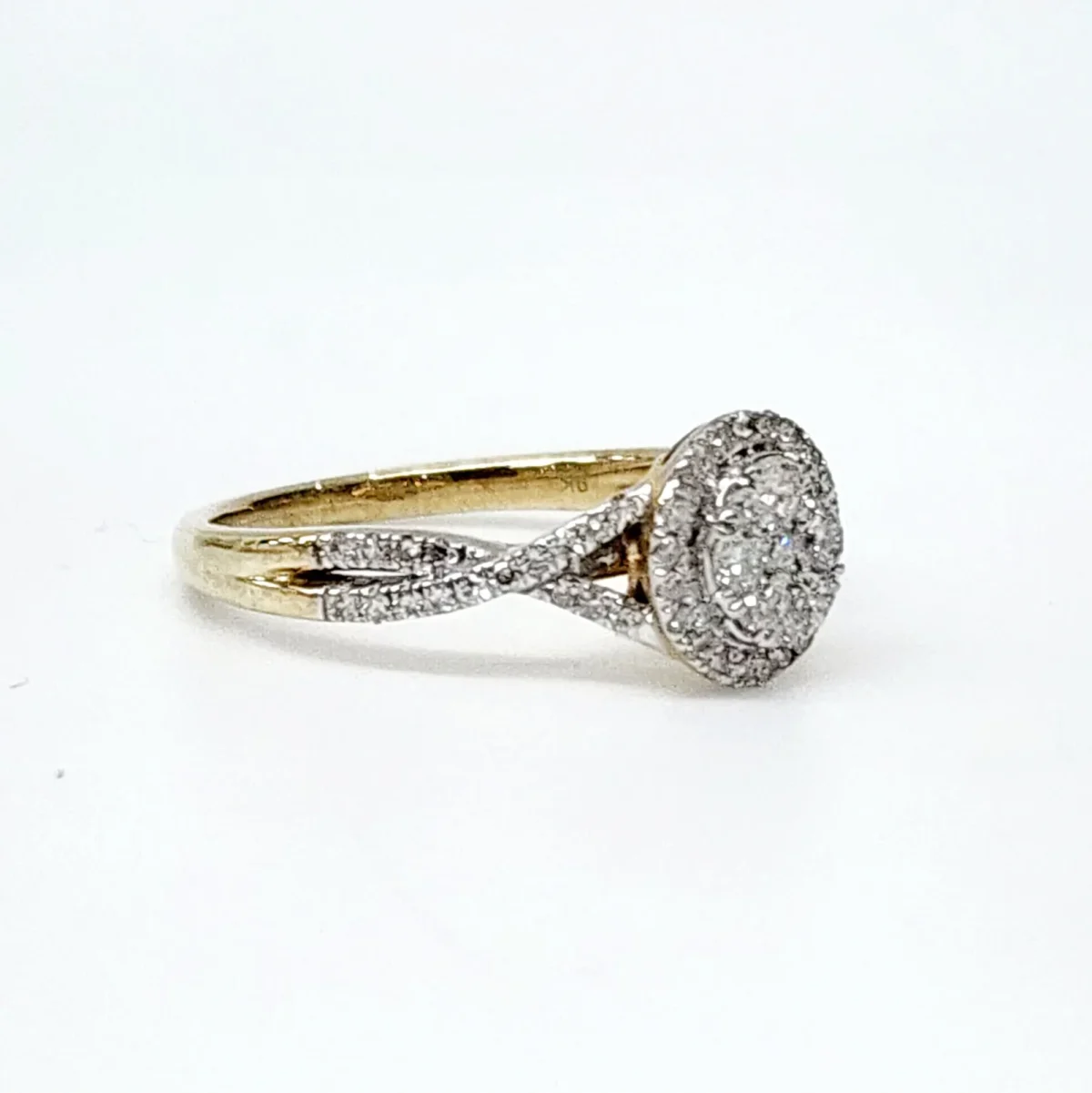 9ct Yellow Gold 0.50ct Diamond Set Halo Round Cluster Ring