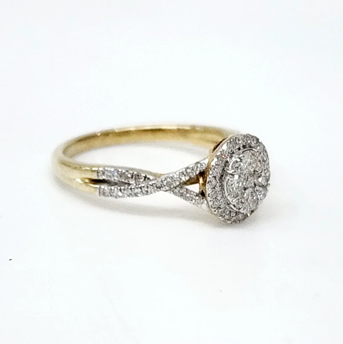 9ct Yellow Gold 0.50ct Diamond Set Halo Round Cluster Ring