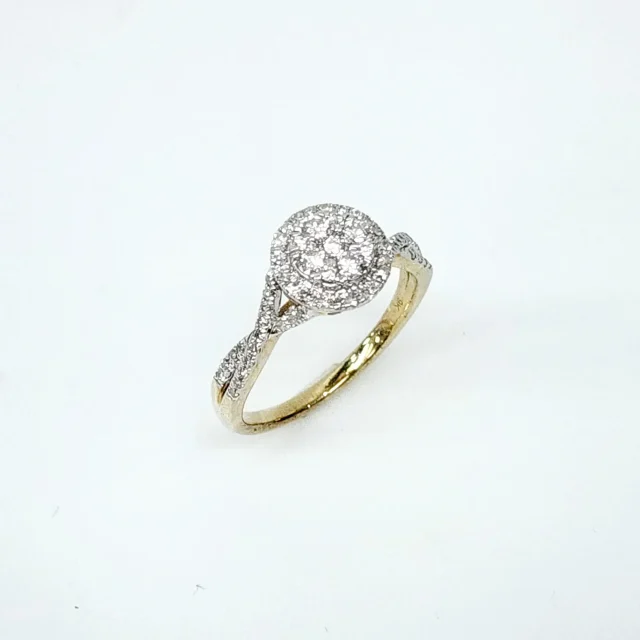 9ct Yellow Gold 0.50ct Diamond Set Halo Round Cluster Ring