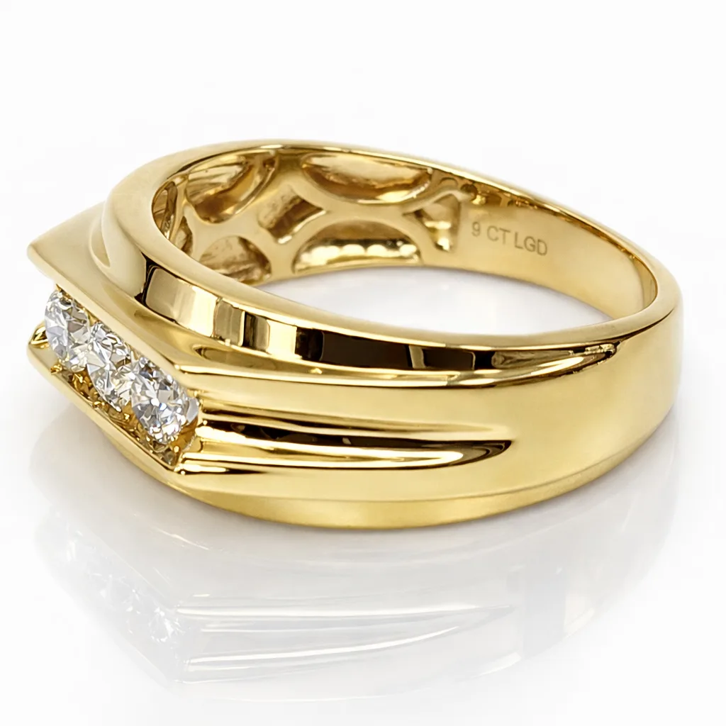 9ct Yellow Gold 0.50ct Lab Grown Diamond Gents Ring, EF VS Brilliant Cut - AURG1930