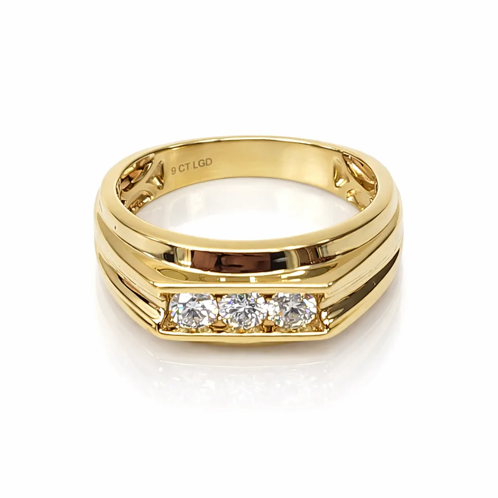 9ct Yellow Gold 0.50ct Lab Grown Diamond Gents Ring, EF VS Brilliant Cut - AURG1930