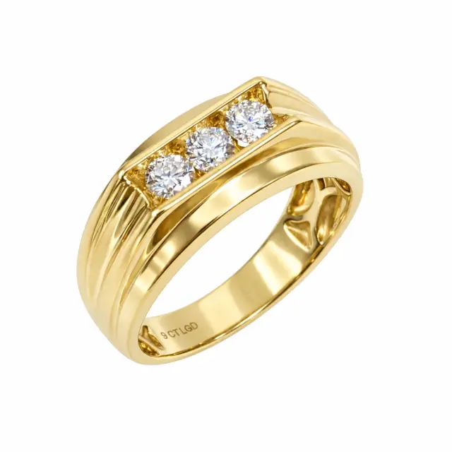 9ct Yellow Gold 0.50ct Lab Grown Diamond Gents Ring, EF VS Brilliant Cut - AURG1930