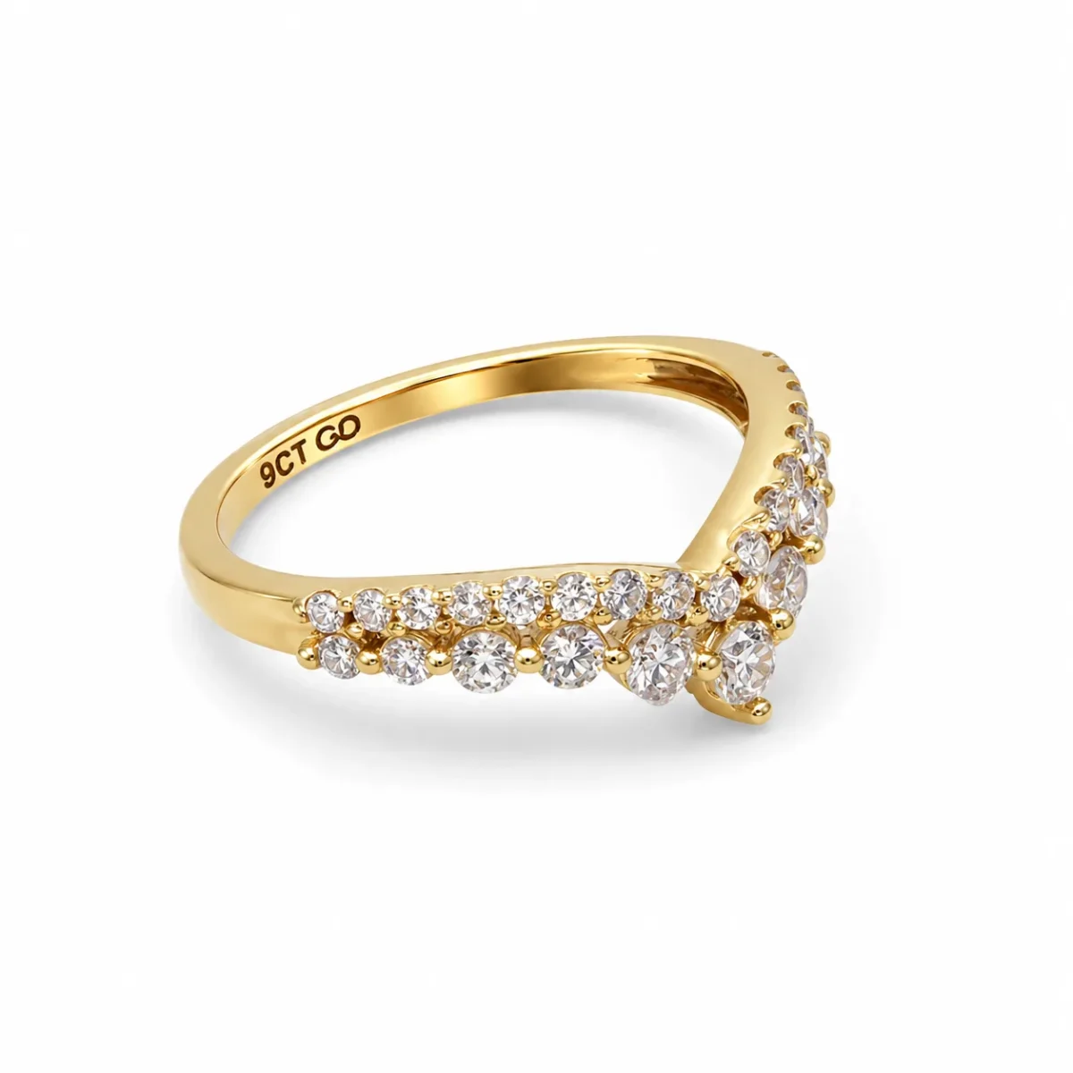 9ct Yellow Gold 0.55ct Lab Grown Diamond Wishbone Chevron Ring – EF/VS - AURG1259