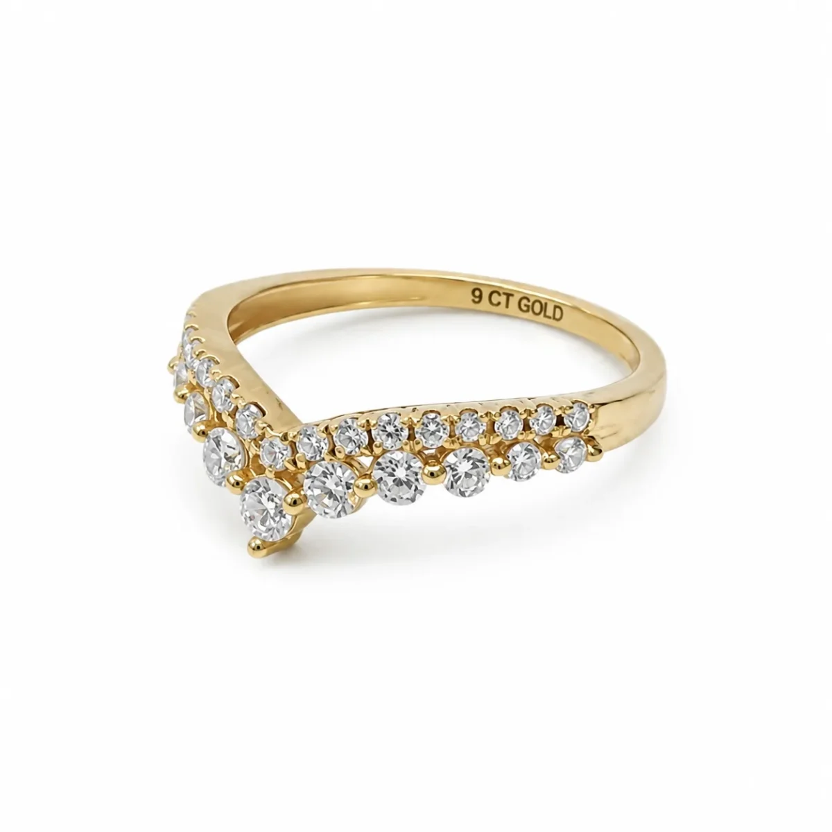 9ct Yellow Gold 0.55ct Lab Grown Diamond Wishbone Chevron Ring – EF/VS - AURG1259