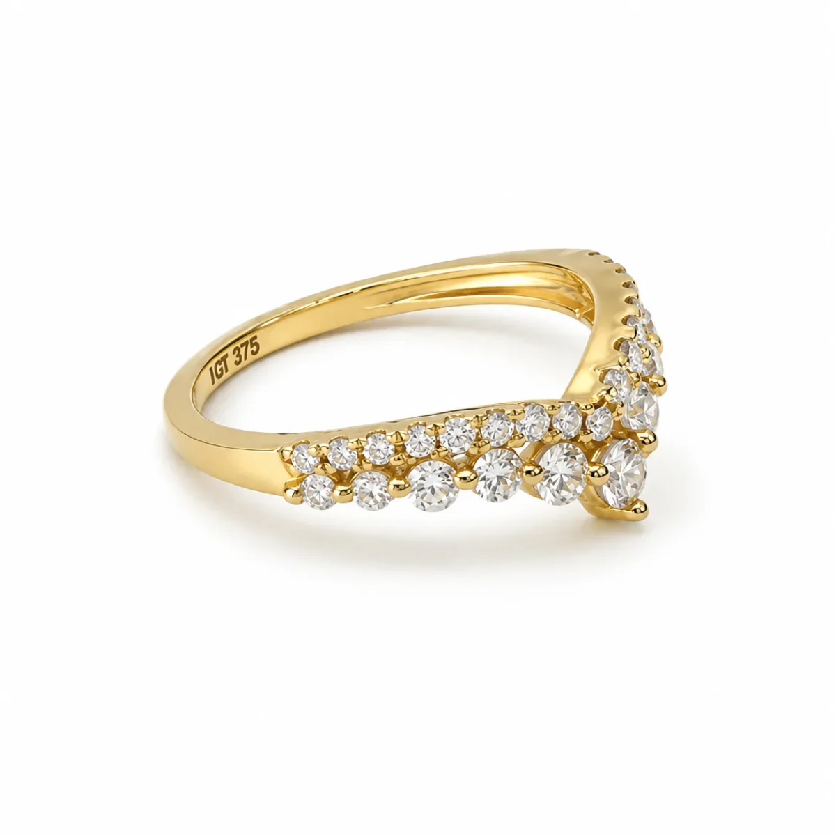 9ct Yellow Gold 0.55ct Lab Grown Diamond Wishbone Chevron Ring – EF/VS - AURG1259