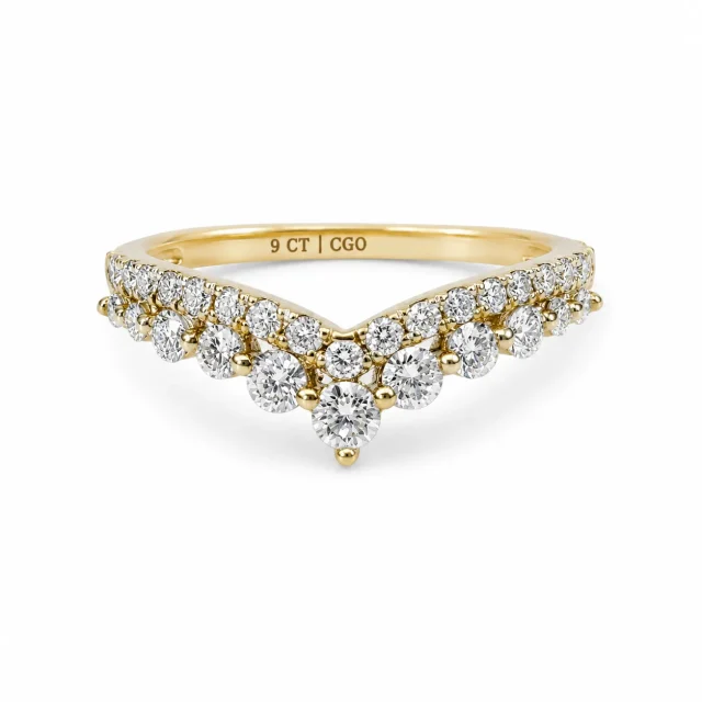 9ct Yellow Gold 0.55ct Lab Grown Diamond Wishbone Chevron Ring – EF/VS - AURG1259
