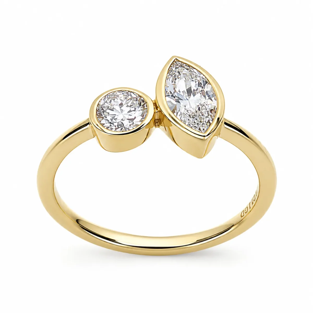 9ct Yellow Gold 0.77ct Lab Grown Diamond Marquise & Round Two Stone Ring - AURG2886