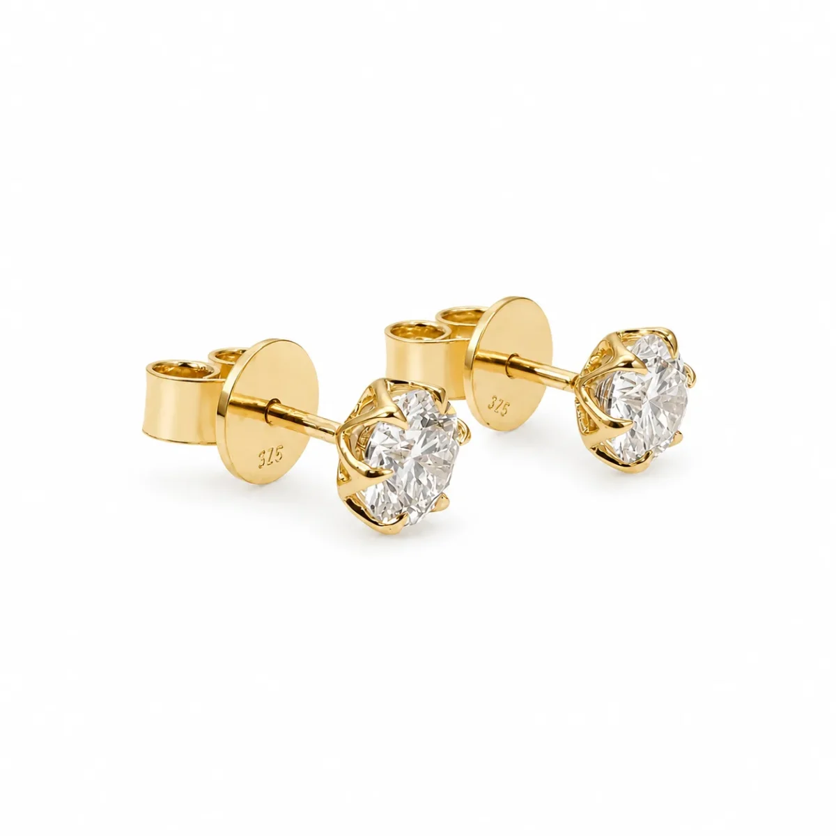 9ct Yellow Gold 1.00ct Lab Grown Diamond Stud Earrings – Round Brilliant Cut | EF Colour VS Clarity