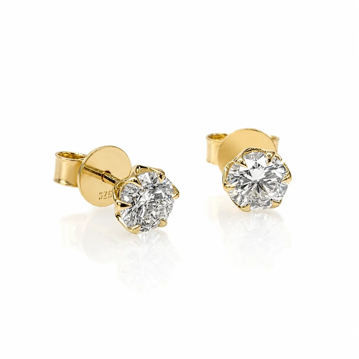 9ct Yellow Gold 1.00ct Lab Grown Diamond Stud Earrings – Round Brilliant Cut | EF Colour VS Clarity