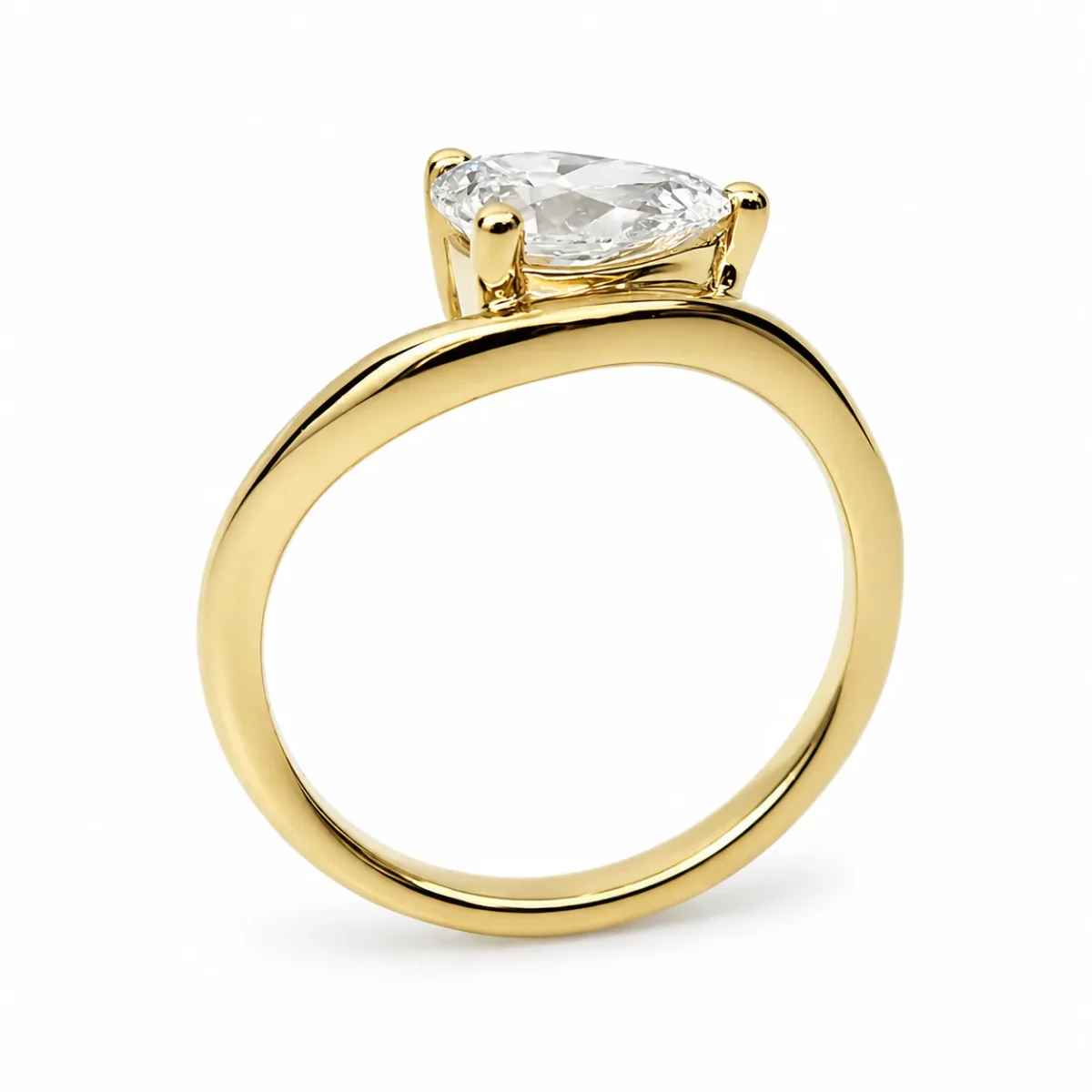 9ct Yellow Gold 1.00ct Pear Shaped Lab Grown Diamond Solitaire Engagement Ring - AURG892