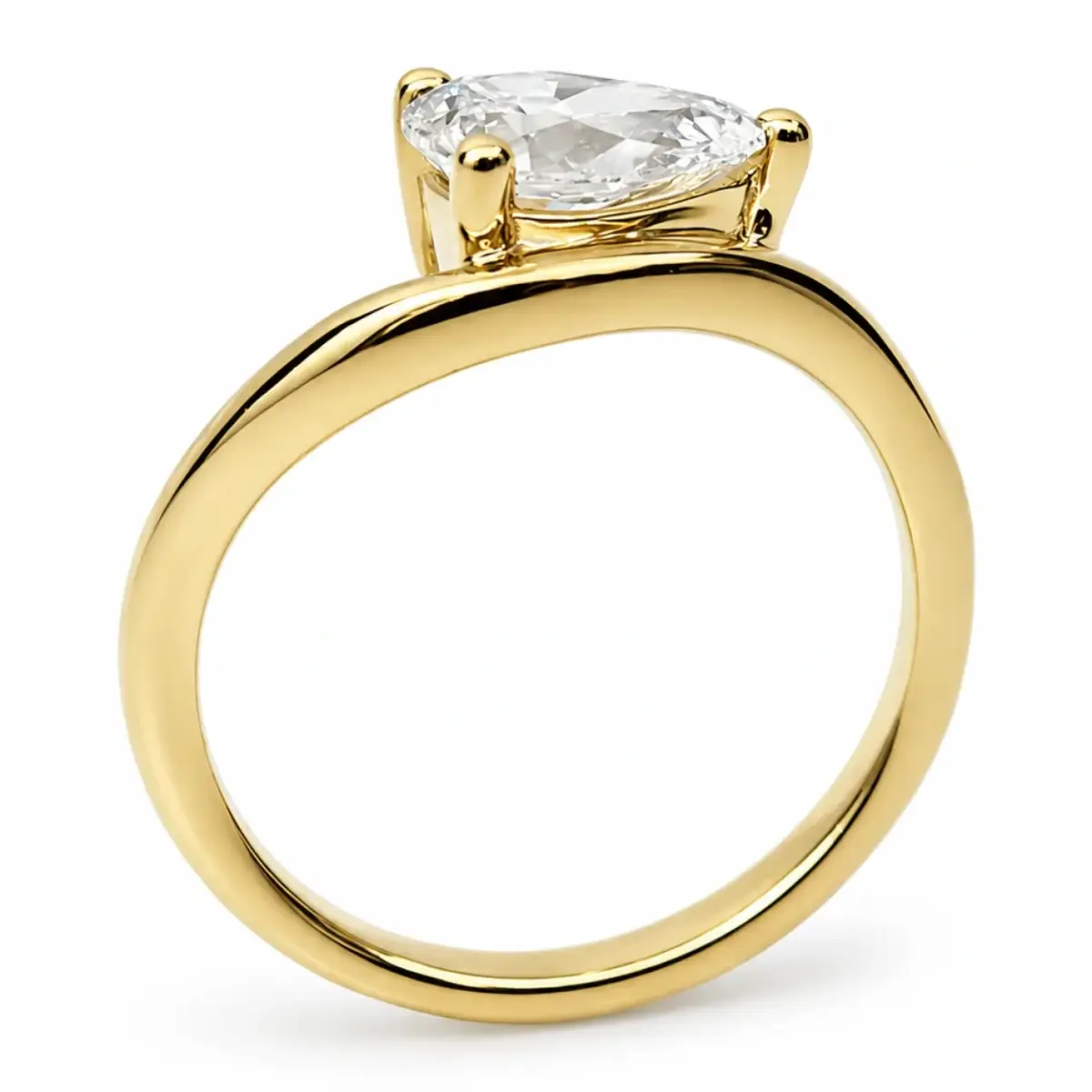 9ct Yellow Gold 1.00ct Pear Shaped Lab Grown Diamond Solitaire Engagement Ring - AURG892